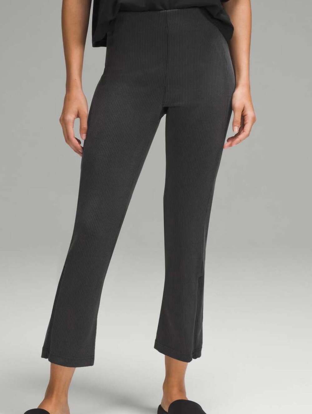 Lululemon Ribbed Softstreme Zip-Leg High-Rise Cropped Pants Dark Gray 2